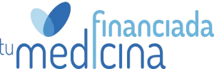 Logotipo o texto: "tu medicina financiada", haciendo referencia a opciones de financiación de tratamientos estéticos., en azul y celeste